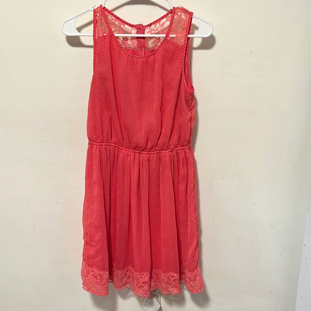 ModCloth pink polka dot and lace dress